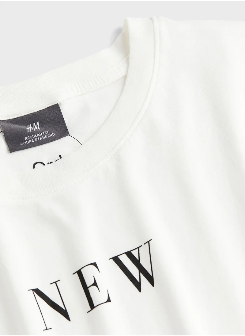 H&M Text Print Regular Print T-Shirt