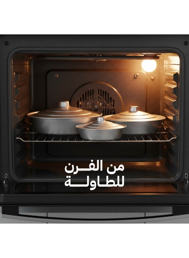 لامينا طقم صواني فرن ألمنيوم لامينا 3 قطع مع غطاء مقاومة للحرارة بأحجام مختلفة - Image 1