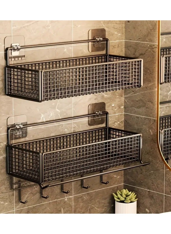Ucanbe Wall-Mounted Metal Storage Baskets, Bathroom Organizer Shelves, No-Drill Bathroom Vanity Shelf, Rustic Bathroom Toilet Storage Rack, Metal Bathroom Accessories, Non-Toxic, No Battery Required  - Image 2