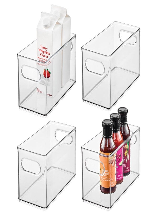 InterDesign iDesign Slim Clear Plastic Stackable Storage Bin - Narrow Fridge, Pantry, or Kitchen Cabinet Organizer, 4-Pack - Image 1