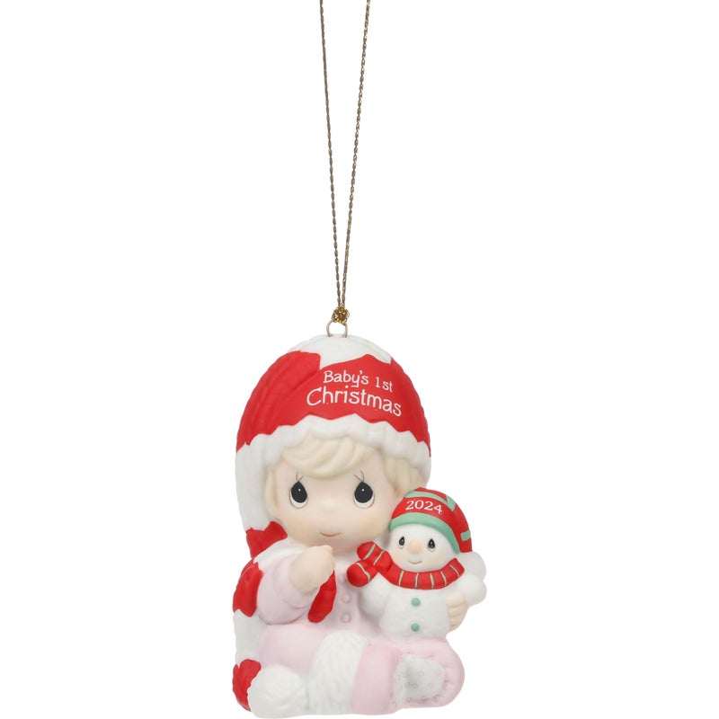 Precious Moments Precious Moments Babys First Christmas Dated 2024 Girl Bisque Porcelain Ornament  Holiday Dcor  Gifts  Newborn Gift