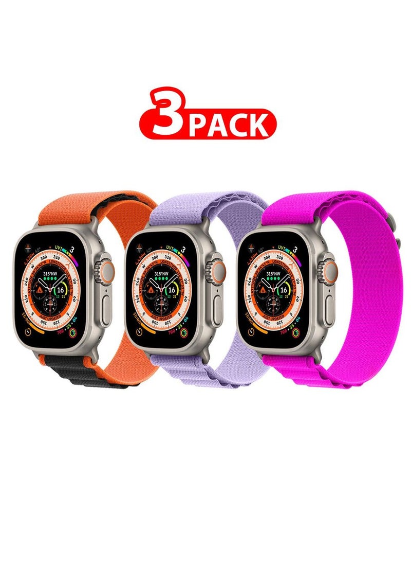 CATANES - 3 Pack For Apple Watch Band 49mm 45mm 44mm 42mm Alpine Loop Band Women Men Adjustable with Metal G-Hook Strap for iWatch Ultra Series SE 8/7/6/5/4/3/2/1 Multicolour - Image 1