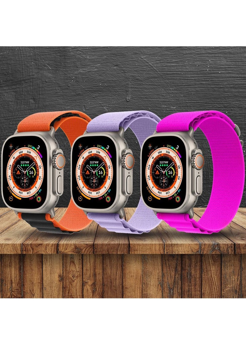 CATANES - 3 Pack For Apple Watch Band 49mm 45mm 44mm 42mm Alpine Loop Band Women Men Adjustable with Metal G-Hook Strap for iWatch Ultra Series SE 8/7/6/5/4/3/2/1 Multicolour - Image 1