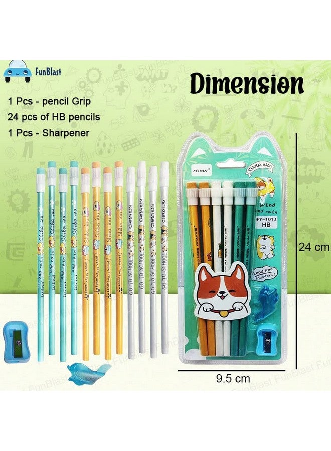 FunBlast Pencil Set for Kids- Stylish Stationary Kit, Pencil for Drawing Birthday Return Gift, Stationery Set -24 Pcs Pencils with Sharpener, Kawaii Pencil Set for Kids - Image 2