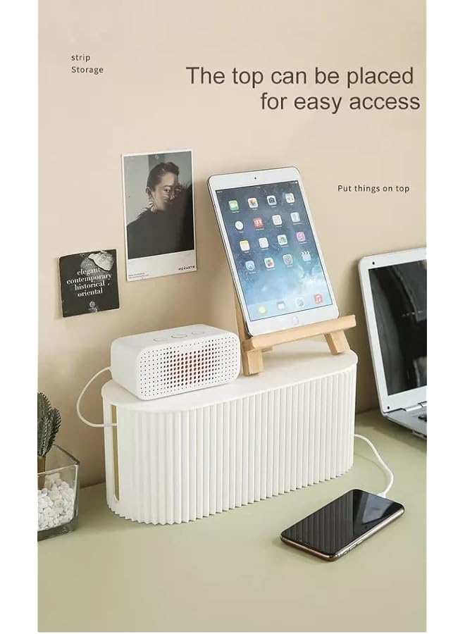 promass Cable Management Box, Dustproof Large Cord Organizer Box with lid,under desk cable hider(camel) - Image 5