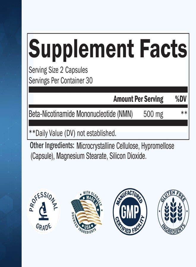 BioSchwartz NMN Supplement - 500mg Nicotinamide Mononucleotide - 60ct - Image 3
