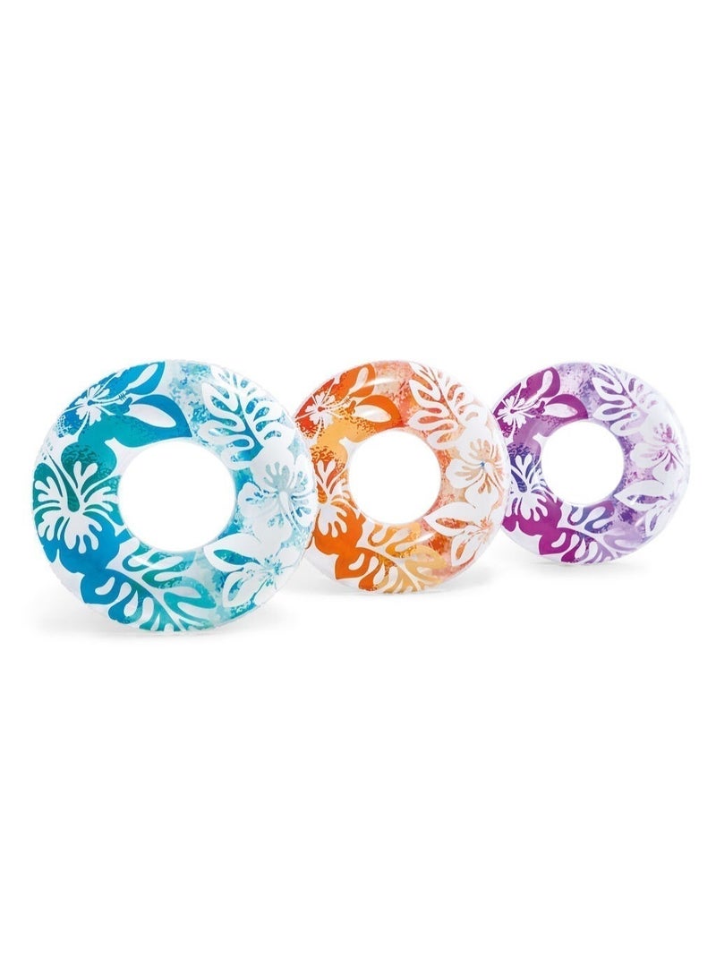INTEX Clear Color Inflatable Swim Tube - 91 cm Transparent Pool Float for Teens & Adults (Ages 9+), Unisex Assorted - Image 1