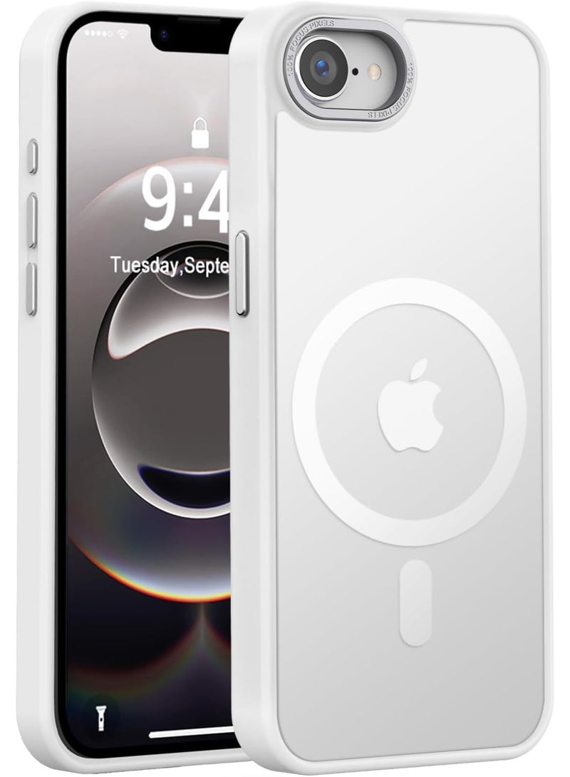 Magnetic Case for iPhone 16e [Shockproof & Slim] Matte Hard Back Cover with High-Grade Protection | White