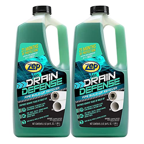 Zep Drain Defense Pipe Build-Up Remover - 64 Ounces (Case of 2) ZLDC648 - Professional Strength Liquid Pipe Build Up Remover - Image 1