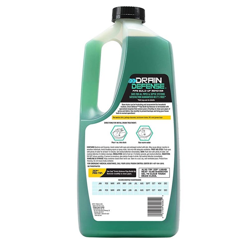 Zep Drain Defense Pipe Build-Up Remover - 64 Ounces (Case of 2) ZLDC648 - Professional Strength Liquid Pipe Build Up Remover - Image 4