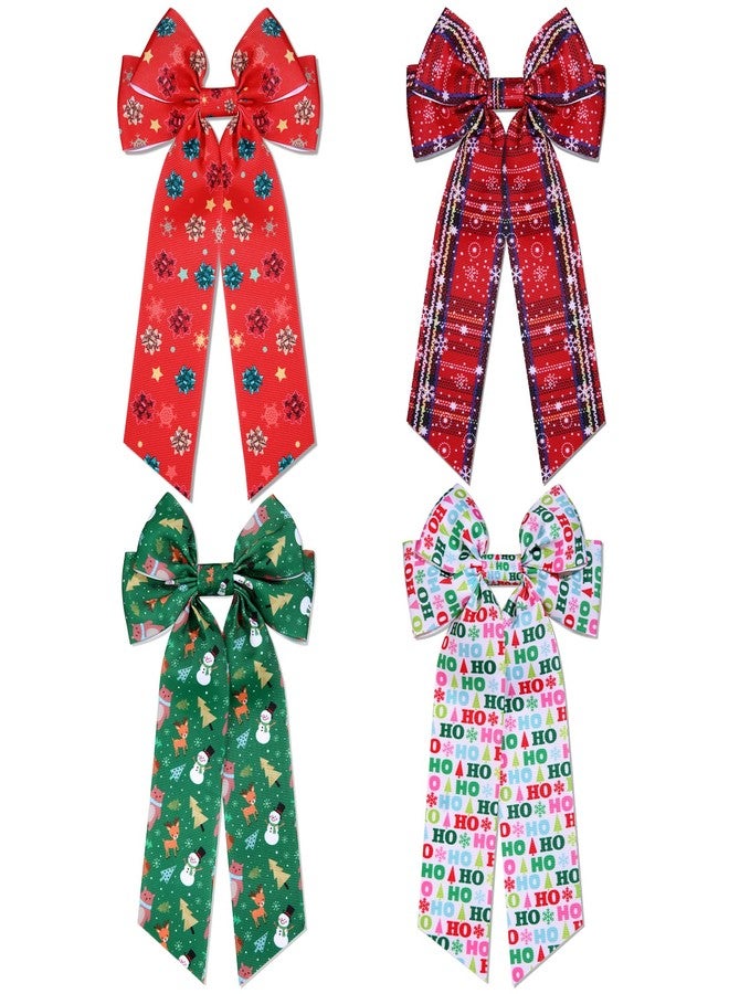 BSJELL Christmas Hair Bow for Women Girls Xmas Tree Bows Hair Clips Snowflake Red Plaid Hair Bows Christmas Party Decorations Ugly Sweater Outfit Accessories Gifts - Image 1