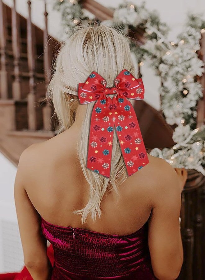 BSJELL Christmas Hair Bow for Women Girls Xmas Tree Bows Hair Clips Snowflake Red Plaid Hair Bows Christmas Party Decorations Ugly Sweater Outfit Accessories Gifts - Image 2