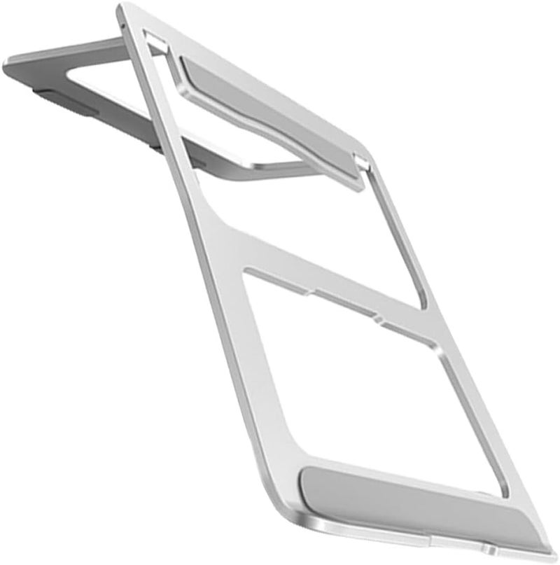 Aluminum Alloy Folding Laptop Stand Anti-Slip Support, Portable Ventilated Notebook Holder for Office and Travel Use, Silver Lightweight Computer Rack - Image 1