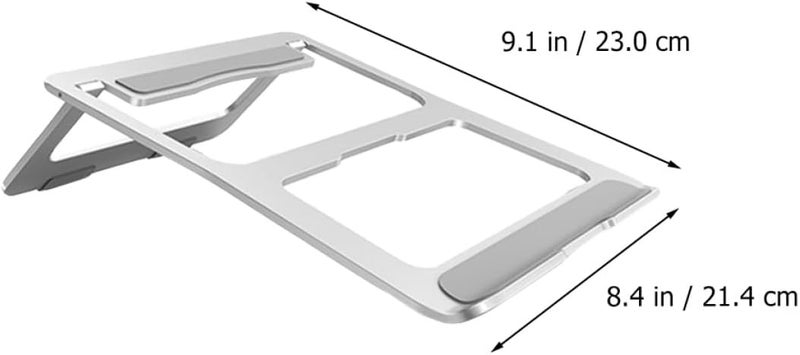 Aluminum Alloy Folding Laptop Stand Anti-Slip Support, Portable Ventilated Notebook Holder for Office and Travel Use, Silver Lightweight Computer Rack - Image 2