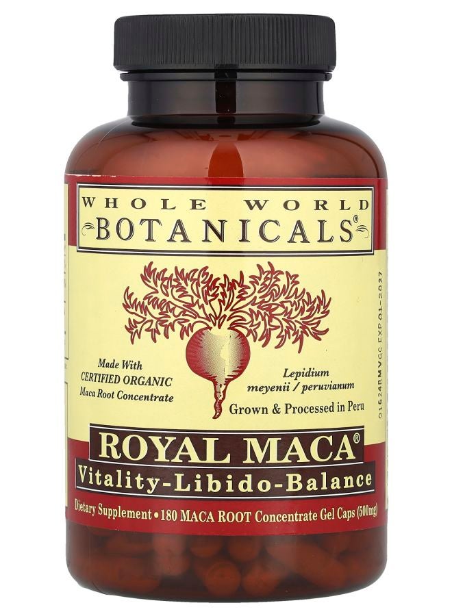 Whole World Botanicals Royal Maca® 500 mg 180 Gel Caps (250 mg per Capsule)