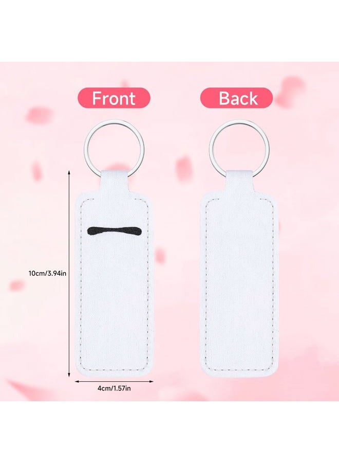 Valyria Sublimation Blanks Chapstick Holder Keychains Lipstick Holder Keychains Chapstick Holder Bulk (White-Rectangle (20 Pcs)) - Image 4