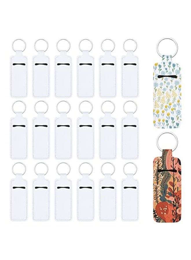 Valyria Sublimation Blanks Chapstick Holder Keychains Lipstick Holder Keychains Chapstick Holder Bulk (White-Rectangle (20 Pcs)) - Image 1