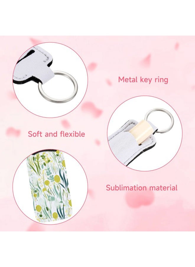 Valyria Sublimation Blanks Chapstick Holder Keychains Lipstick Holder Keychains Chapstick Holder Bulk (White-Rectangle (20 Pcs)) - Image 2