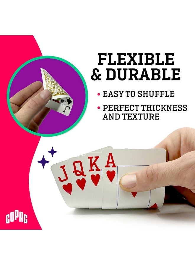 Copag 1546 Design 100% Plastic Playing Cards, Bridge Size (Narrow) Red/Black Double Deck Set (Jumbo Index) - Image 3