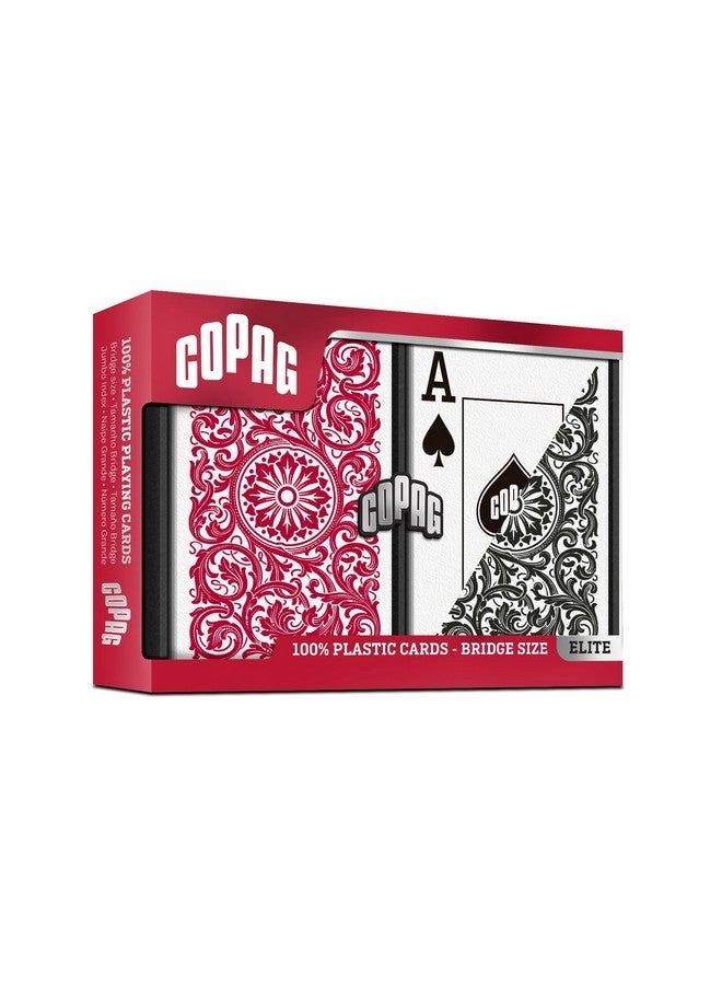 Copag 1546 Design 100% Plastic Playing Cards, Bridge Size (Narrow) Red/Black Double Deck Set (Jumbo Index) - Image 2