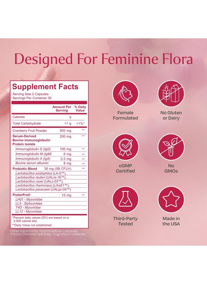 Bond - BOND 4-in-1 Female Probiotic - Vaginal Probiotics for Women - Womens Probiotic Supplement - with Cranberry Fruit Powder, Immune-Boosting Proteins, Probiotic Blend & PreforPro Prebiotic - Image 1
