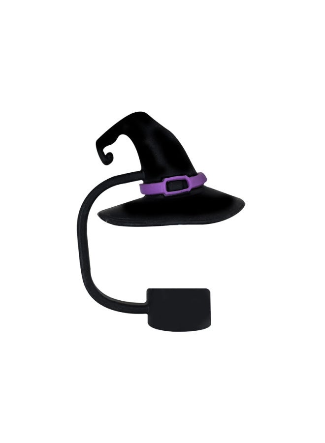 Halloween Theme Straw Cap 10mm Large Capacity Car Thermos Cup With Silicone Straw Plug Dustproof In Stock-Color:10mm Magic Hat - Image 1