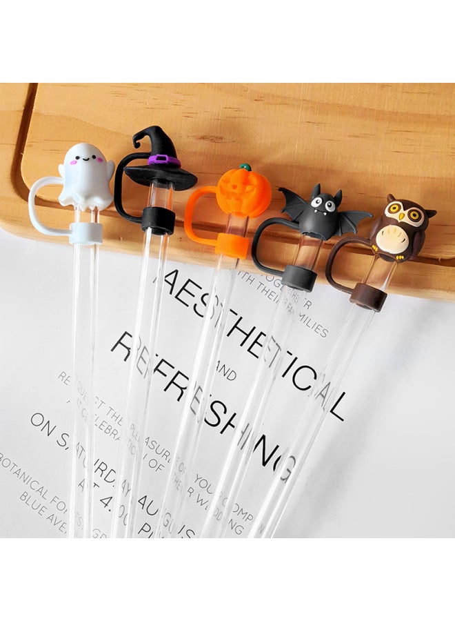 Halloween Theme Straw Cap 10mm Large Capacity Car Thermos Cup With Silicone Straw Plug Dustproof In Stock-Color:10mm Magic Hat - Image 5