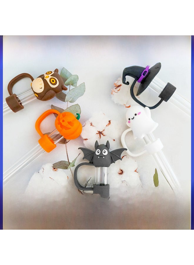 Halloween Theme Straw Cap 10mm Large Capacity Car Thermos Cup With Silicone Straw Plug Dustproof In Stock-Color:10mm Magic Hat - Image 2