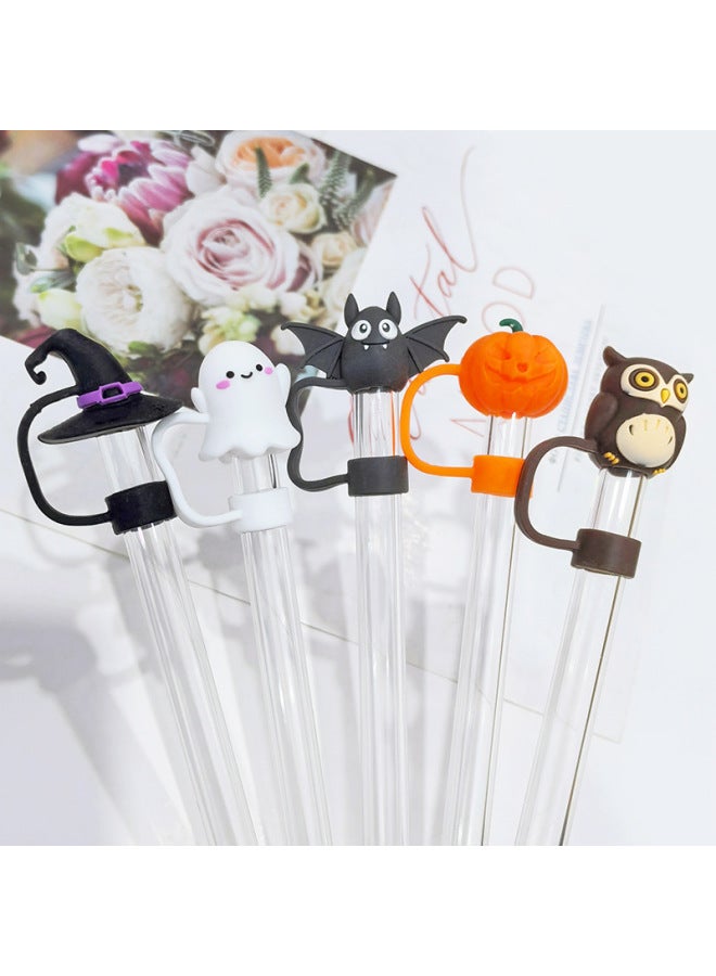 Halloween Theme Straw Cap 10mm Large Capacity Car Thermos Cup With Silicone Straw Plug Dustproof In Stock-Color:10mm Magic Hat - Image 3
