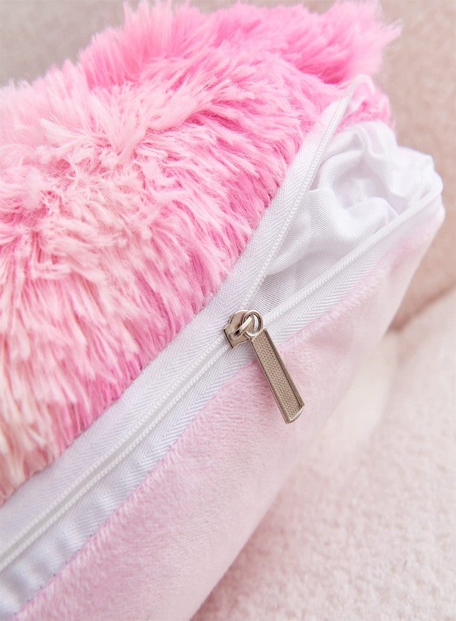 MOOWOO Rainbow Fluffy Heart Pillow,Valentines Day Decor Faux Fur Throw Pillow,Sherpa Plush Shaggy, Girl Room Decor,Heart Shape for Mothers Day,Christmas Decorations(Colorful) - Image 4