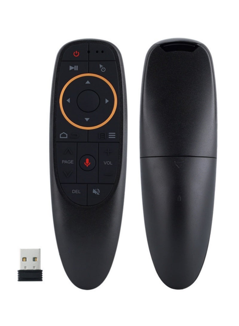جهاز تحكم عن بعد لاسلكي مزود بجهاز استقبال USB للتحكم الصوتي، جهاز تحكم عن بعد لاسلكي بتردد 2.4 جيجاهرتز، ماوس لاسلكي USB للكمبيوتر الشخصي والتلفزيون الذكي وجهاز Android TV Box وHTPC والكمبيوتر المحمول وجهاز العرض وأجهزة Android وWindows، أسود - Image 1