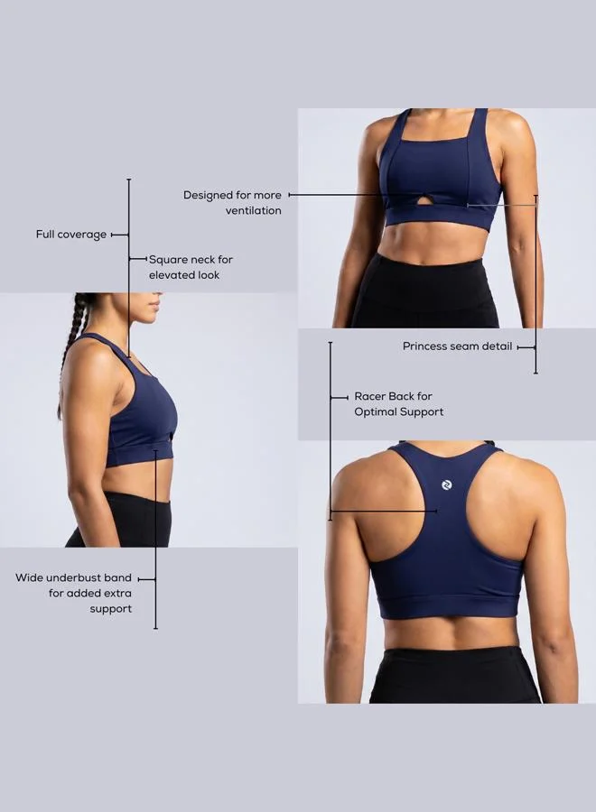ZAECY Deep Cove Blue Women's High-Support Padded Sports Bra for Women | Best Price UAE