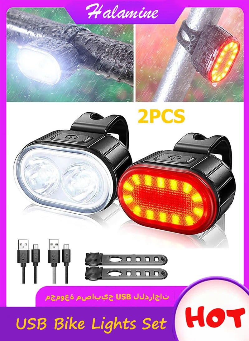 Halamine Bike Lights Set, USB Rechargeable,Cycling Light Set,IPX6 Waterproof,mountain bike light set long battery - Image 1