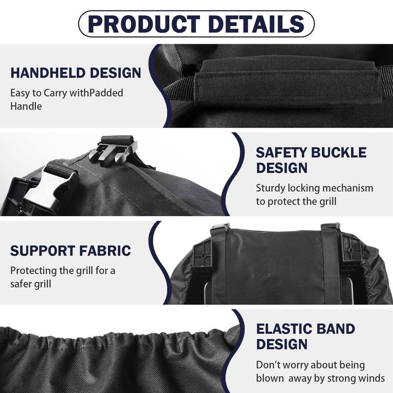 TURLIOARN Ninja Woodfire Grill Cover - Waterproof & Padded Handle - Heavy Duty 600D Oxford Fabric - Image 3