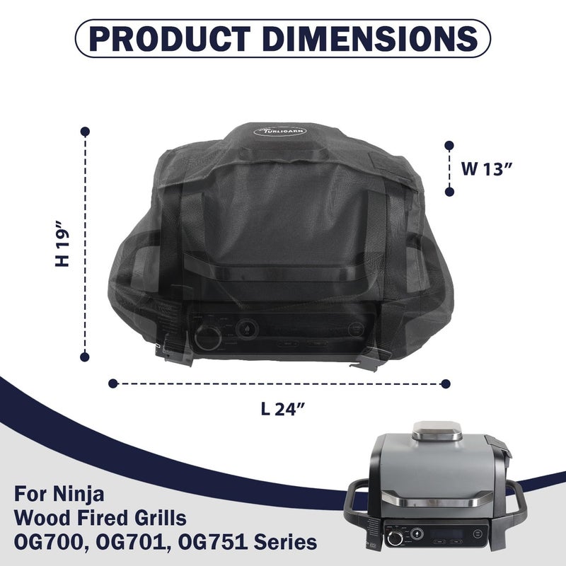 TURLIOARN Ninja Woodfire Grill Cover - Waterproof & Padded Handle - Heavy Duty 600D Oxford Fabric - Image 2