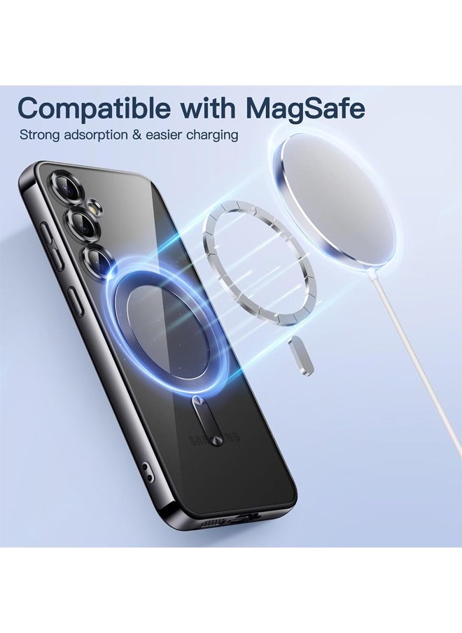 Samsung Galaxy S24 FE Case with Camera Lens Protector, [MagSafe Compatible][Anti-Scratch][Anti-Drop][Shockproof][Yellowing Resistant] Protective Electroplated Durable TPU Magnetic Samsung S24 FE Case for Women Men, Black  - Image 4