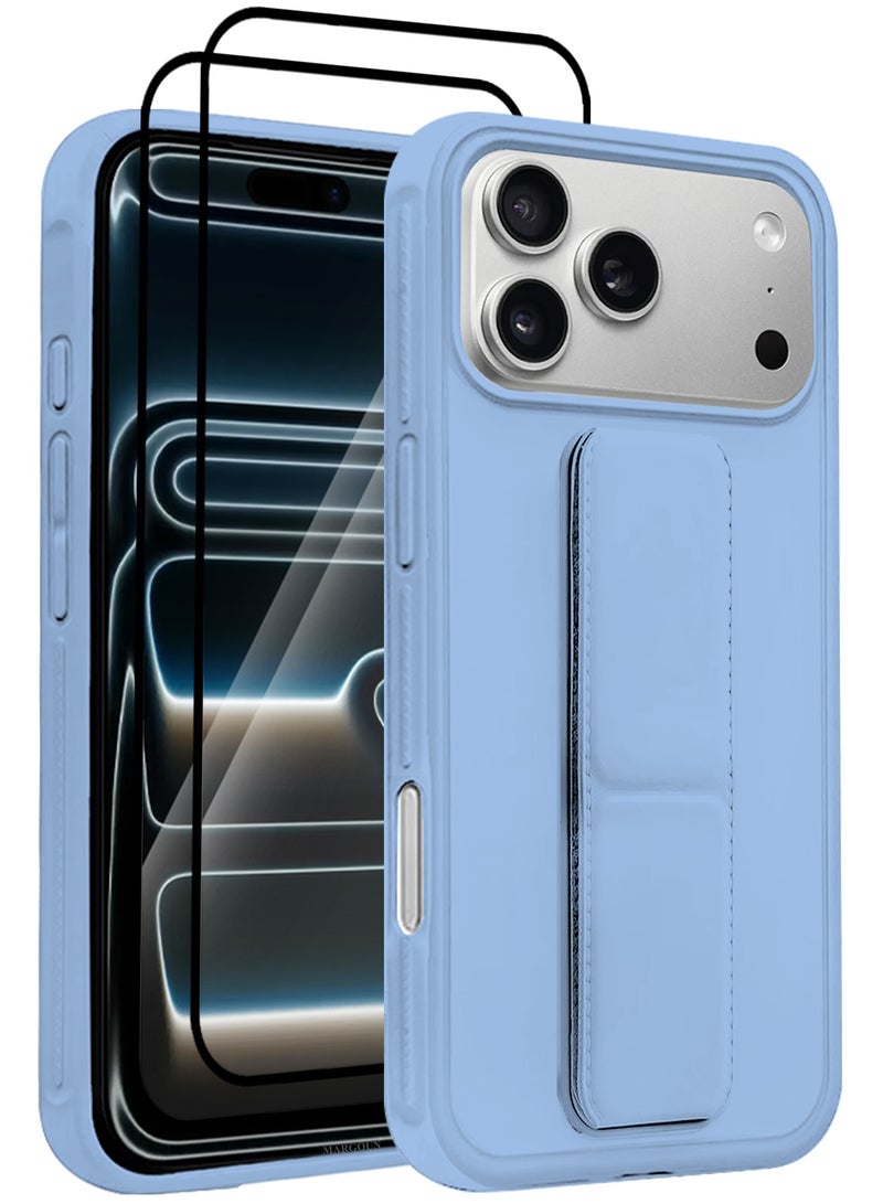 3 Packs Premium PU Leather Case for iPhone 17 Pro with Stand Function Shockproof and Anti Scratch Finger Grip with Two 3D Screen Protector - Image 1