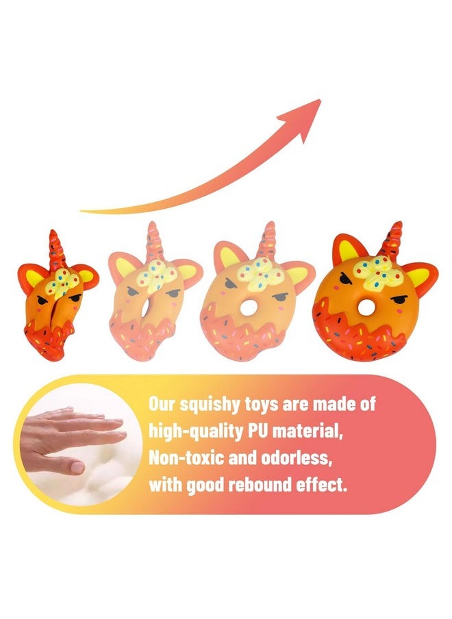 Anboor - 4 Pcs Squishies, Unicorn Donut Squishies Slow Rising Food Kawaii Squishies For Kids Stress Relief Animal Foam Squishies Toy As Birthday - Image 1