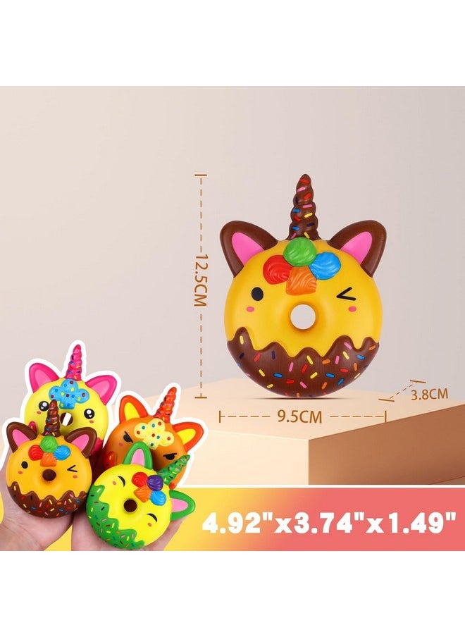 Anboor - 4 Pcs Squishies, Unicorn Donut Squishies Slow Rising Food Kawaii Squishies For Kids Stress Relief Animal Foam Squishies Toy As Birthday - Image 1