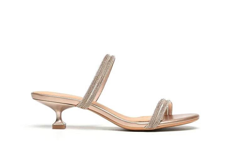 Cuple Rose Gold Crystal Open Toe Heel