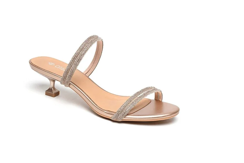 Cuple Rose Gold Crystal Open Toe Heel