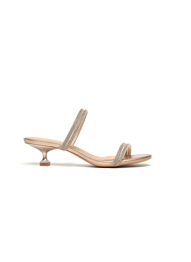 كابلي Embellished double strap heeled sandal
