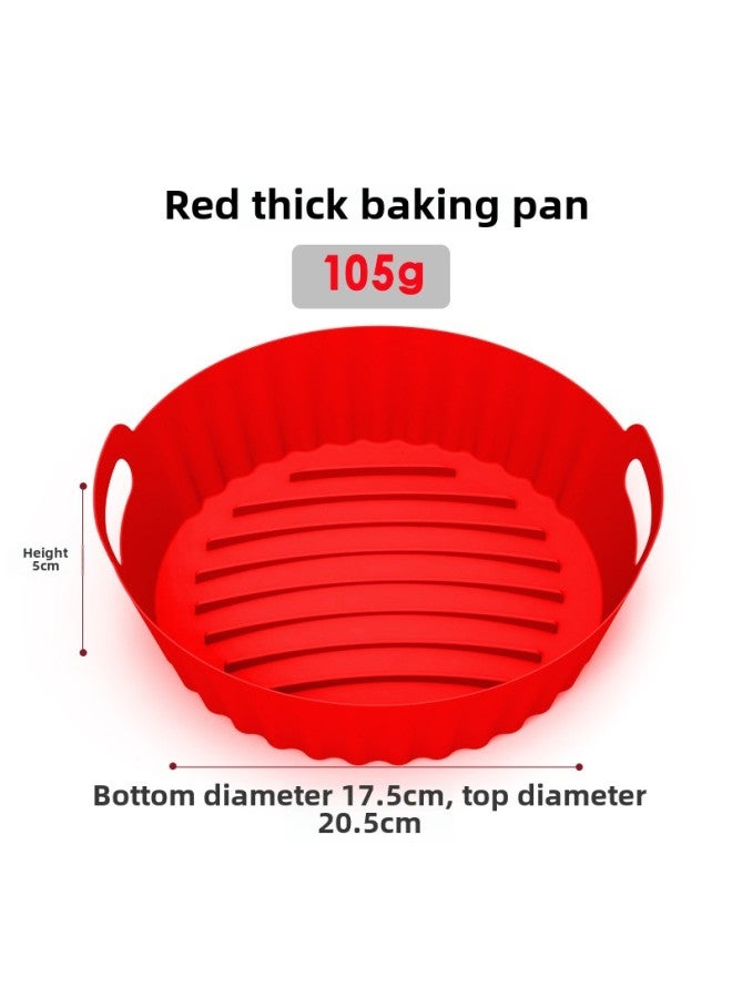 Air Fryer Silicone Pot Multi-functional Inner Coating Fryer Baking Tray Air Accessories Kitchen Cooking Utensils-Specifications:Round 7th Generation Thick Style-red - Image 1