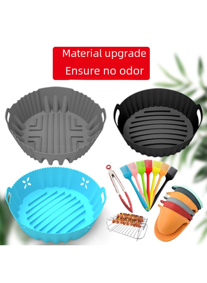 Air Fryer Silicone Pot Multi-functional Inner Coating Fryer Baking Tray Air Accessories Kitchen Cooking Utensils-Specifications:Round 7th Generation Thick Style-red - Image 2