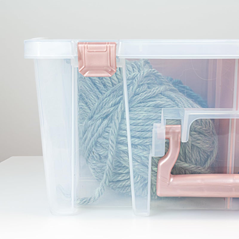 ArtBin 6990RK-AMZ Super Satchel Double Deep Compartment Box - Art Storage with 8 Removable Compartments, Smart Closure for Craft Supplies (Rose Gold - Pack of 3) - Image 4