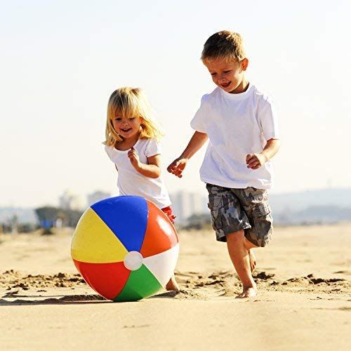 CCINEE CCINEE 12 Inch Rainbow Inflatable Beach Balls for Kids Summer Beach Party Favors Pool Toys Pack of 12  - Image 5
