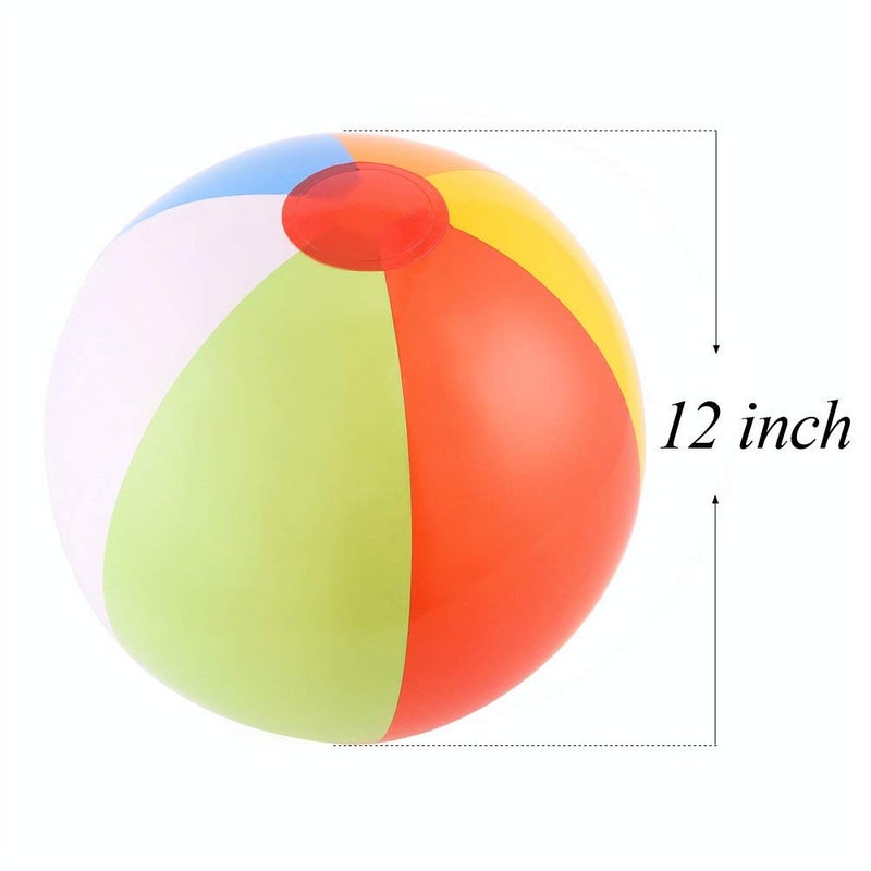 CCINEE CCINEE 12 Inch Rainbow Inflatable Beach Balls for Kids Summer Beach Party Favors Pool Toys Pack of 12  - Image 4