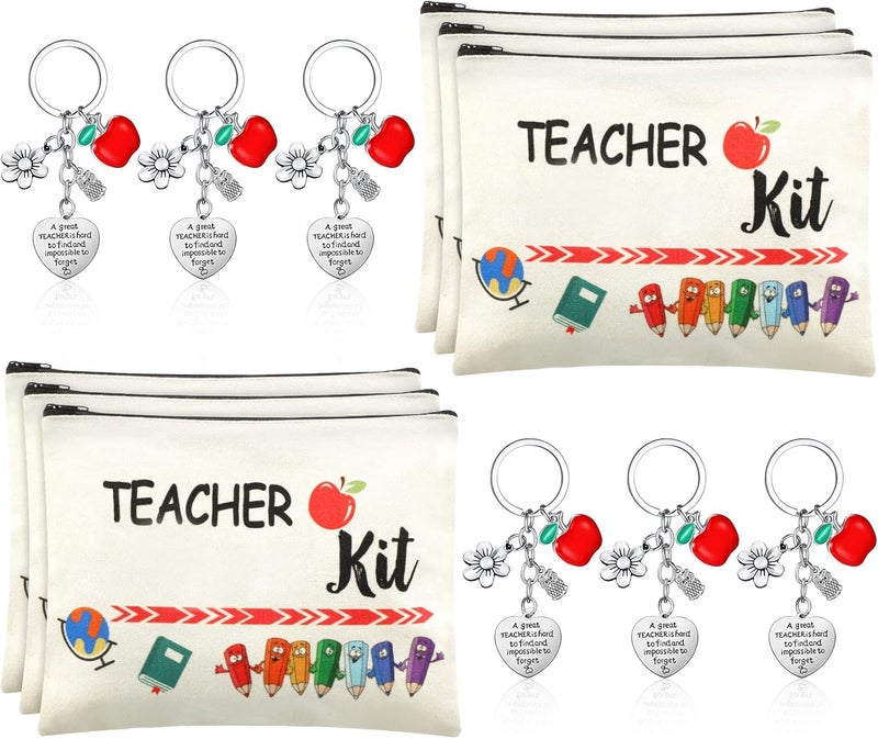 Sureio طقم هدايا تقدير المعلم Sureio 12 قطعة 6 حقائب مكياج و6 سلاسل مفاتيح هدايا عيد الحب والتخرج