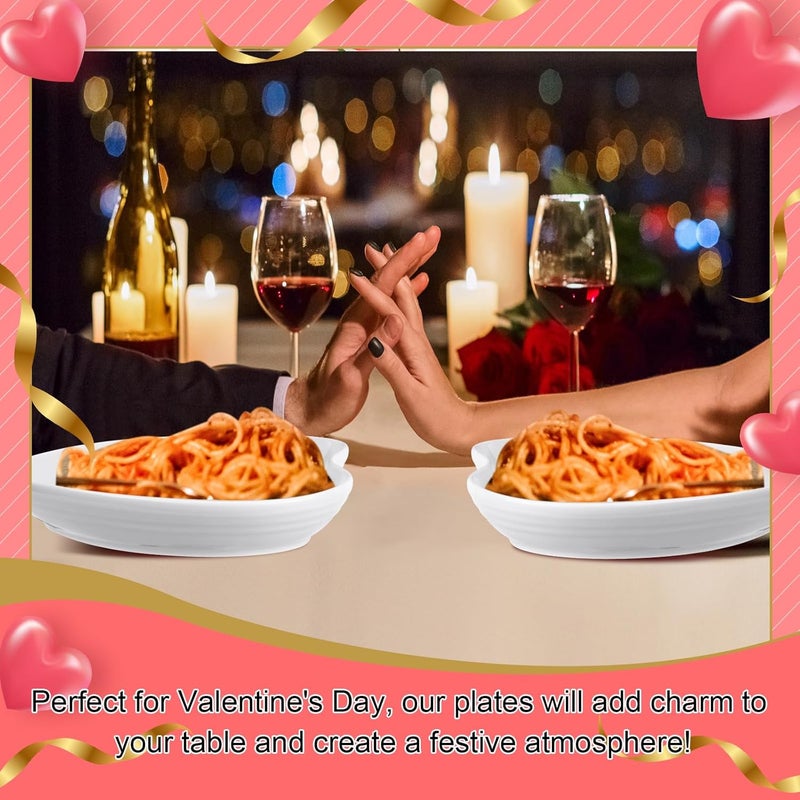Tioncy 4 Pcs Ceramic Heart Shaped Plates 9 Inches Porcelain Heart Bowls Cute Plates Dinner Dishes for Dessert Salad Appetizer Party SuppliesWhite - Image 4