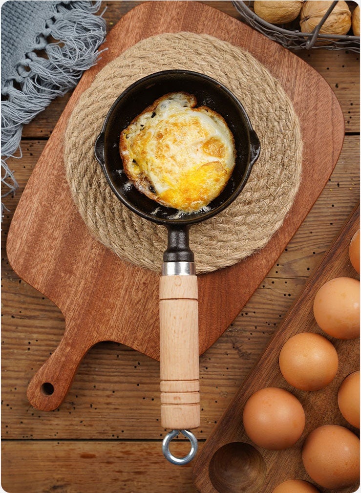 موندا قدر صغير من الحديد الزهر مع مقبض خشبي، قدر صغير من الحديد لتسخين الحليب والزبدة مع صنبور صب، سعة 400 مل - Image 2